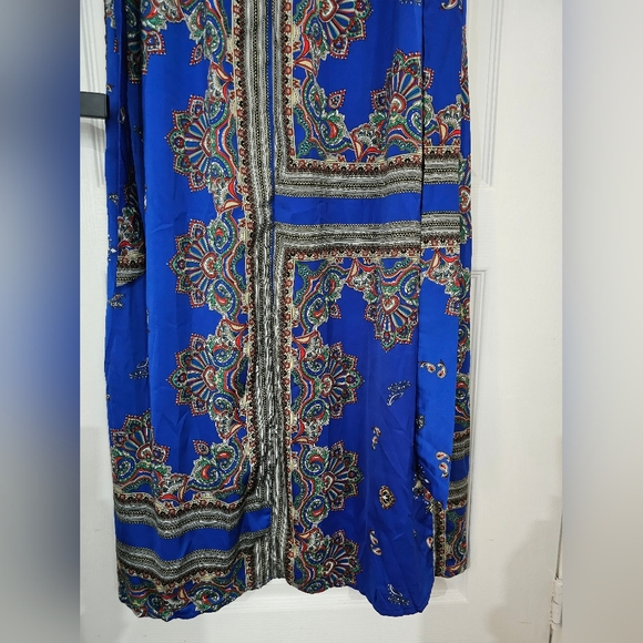 Cobalt Print Satin Kimono Maxi Dress - Picture 11 of 11